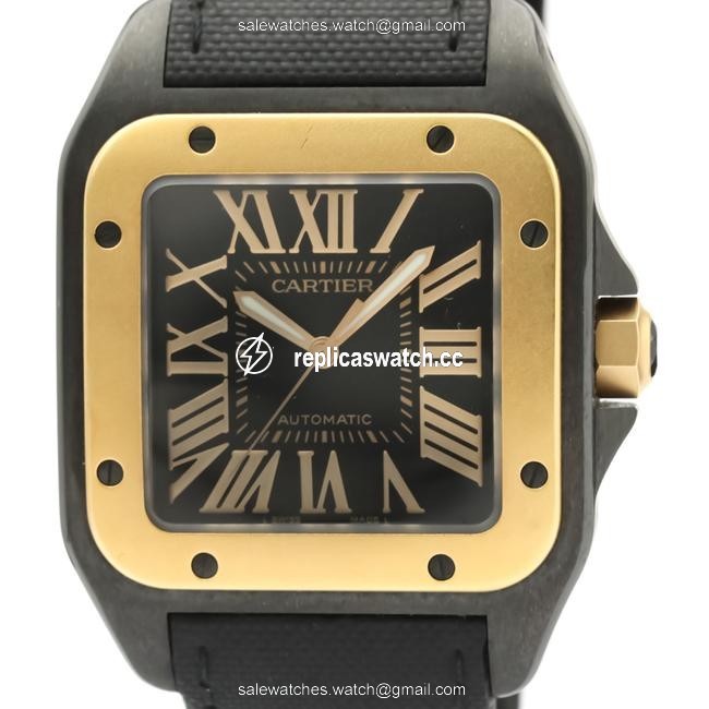 Cartier Santos 100 Pink Gold (18k) Stainless Steel Mens Dress W2020009 Watch Cartier Santos 100 Pink Gold (18k) Stainless Steel Mens Dress W2020009 Watch