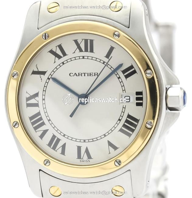 Cartier Santos Cougar Quartz Stainless Steel Yellow Gold (18k) Womens Dress Watch Cartier Santos Cougar Quartz Stainless Steel Yellow Gold (18k) Womens Dress Watch