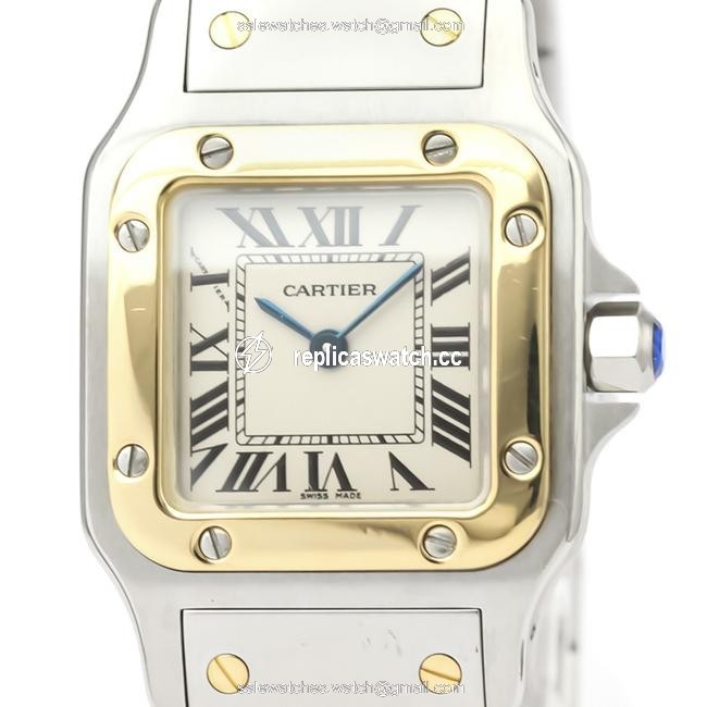 Cartier Santos Galbee Quartz Stainless Steel Yellow Gold (18k) Womens Dress W20012c4 Watch Cartier Santos Galbee Quartz Stainless Steel Yellow Gold (18k) Womens Dress W20012c4 Watch