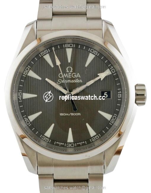 Omega Stainless Steel 150m Aqua Terra Gray Mens Watch Omega Stainless Steel 150m Aqua Terra Gray Mens Watch