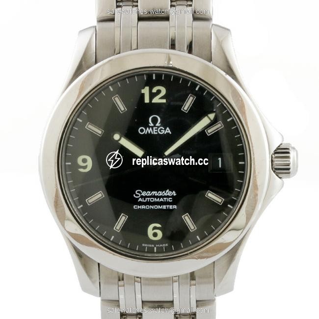 Omega Seamasitter Silver Black Mens Stainless Steel Watch Omega Seamasitter Silver Black Mens Stainless Steel Watch