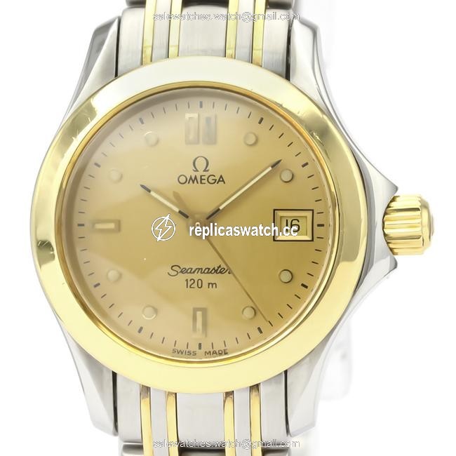 Omega Seamaster Quartz Stainless Steel Yellow Gold (18k) Womens Sports Watch Omega Seamaster Quartz Stainless Steel Yellow Gold (18k) Womens Sports Watch