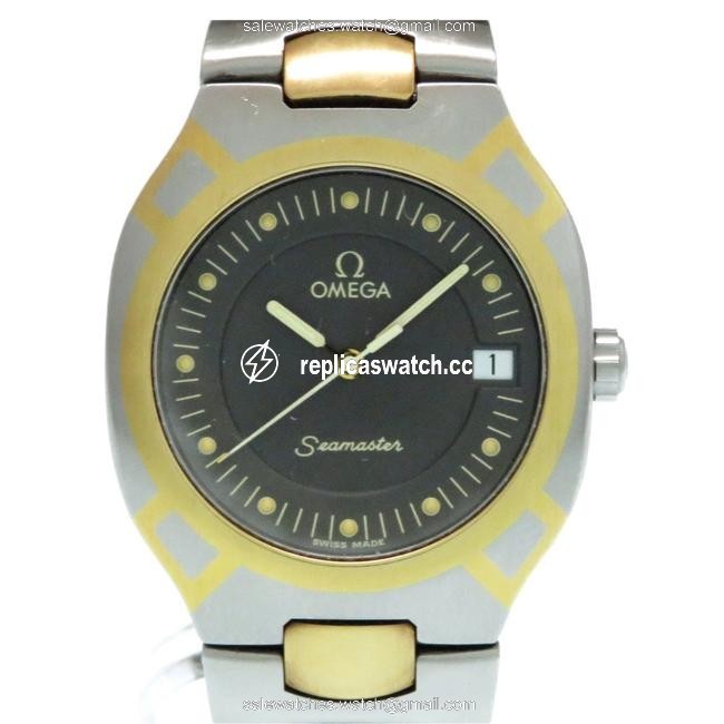 Omega Seamaster Polaris Combi Quartz K18yg Gray Dial Mens Watch Omega Seamaster Polaris Combi Quartz K18yg Gray Dial Mens Watch