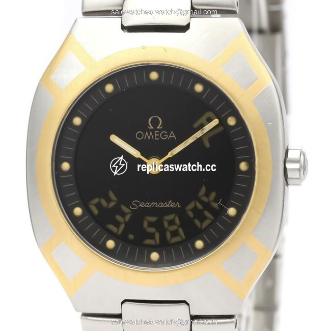 Omega Seamaster Polaris Analog Digital 18k Gold Steel Watch Omega Seamaster Polaris Analog Digital 18k Gold Steel Watch