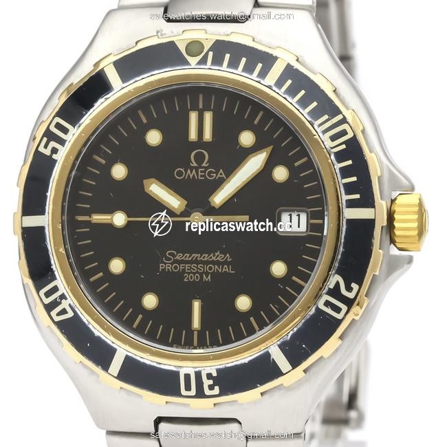 Omega Seamaster Professional 18k Gold Steel 396.1042 Watch Omega Seamaster Professional 18k Gold Steel 396.1042 Watch