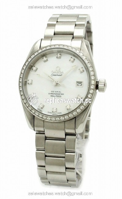 Omega Seamaster Aqua Terra 36mm Diamond Bezel D 11p Shell Dial 2509.75 2509 75 Watch Omega Seamaster Aqua Terra 36mm Diamond Bezel D 11p Shell Dial 2509.75 2509 75 Watch
