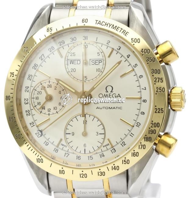 Omega Speedmaster Triple Date 18k Gold Steel 3321.30 Watch Omega Speedmaster Triple Date 18k Gold Steel 3321.30 Watch
