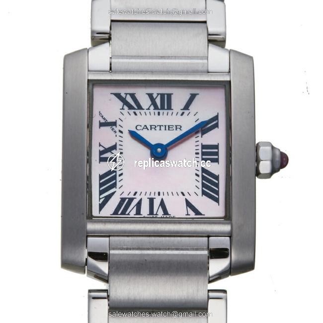 Cartier Roman Tank Francaise Ladies W51028q3 3217 Stainless Steel Pink Shell Dial Watch Cartier Roman Tank Francaise Ladies W51028q3 3217 Stainless Steel Pink Shell Dial Watch