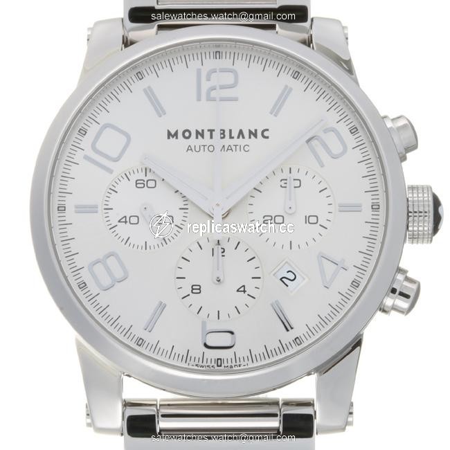 Montblanc Timewalker Chronograph Mens 7069 Stainless Steel Silver Arabian Dial Watch Montblanc Timewalker Chronograph Mens 7069 Stainless Steel Silver Arabian Dial Watch