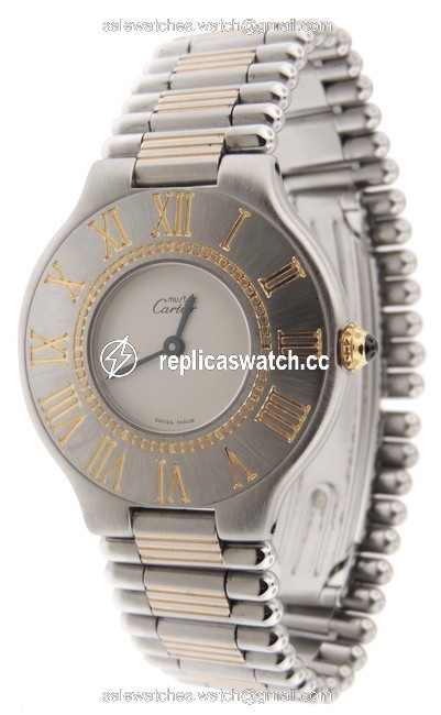 Cartier Silver Ladies Must 21 Bullet 18k Yellow Gold & Ss 31mm Watch Cartier Silver Ladies Must 21 Bullet 18k Yellow Gold & Ss 31mm Watch