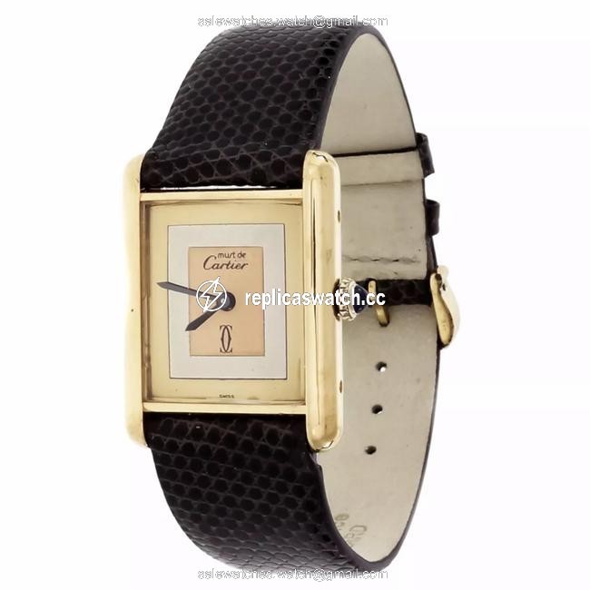 Cartier Gold Burgundy Tank Must De 18k Vermeil Watch Cartier Gold Burgundy Tank Must De 18k Vermeil Watch
