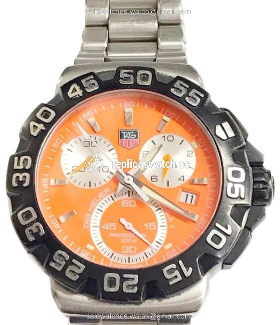 TAG Heuer Great Condition Formula 1 Chronograph Stainless Steel with Orange Dial Watch TAG Heuer Great Condition Formula 1 Chronograph Stainless Steel with Orange Dial Watch