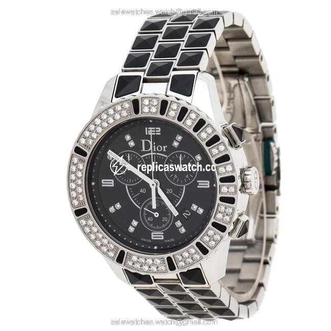 Dior Black Stainless Steel Diamonds Christal Cd11431c-v Womens Wristwatch 38 Mm Watch Dior Black Stainless Steel Diamonds Christal Cd11431c-v Womens Wristwatch 38 Mm Watch