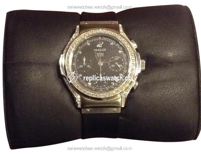 Hublot Black Mdm Diamond Bezel Chronograph 1810.1 Watch Hublot Black Mdm Diamond Bezel Chronograph 1810.1 Watch