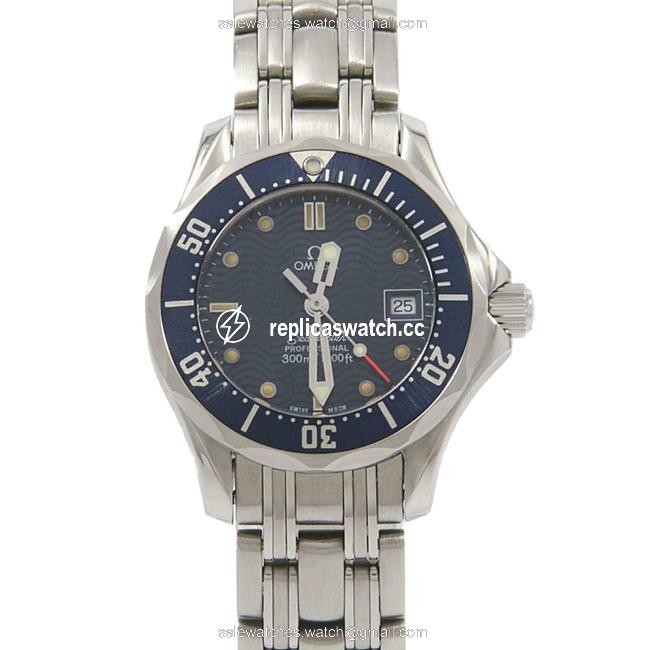 Omega Blue Stainless Steel Seamaster Professional 300m 2583.80 Womens Wristwatch 28 Mm Watch Omega Blue Stainless Steel Seamaster Professional 300m 2583.80 Womens Wristwatch 28 Mm Watch