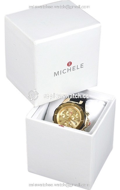 Michele Gold Black Jelly Tahitian Bean Large Tone Dial Watch Michele Gold Black Jelly Tahitian Bean Large Tone Dial Watch