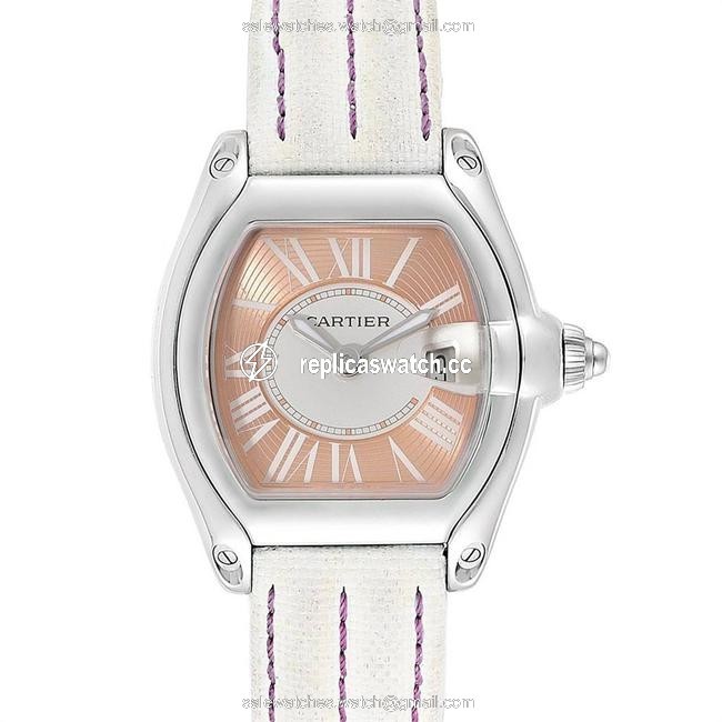 Cartier Coral Pink Stainless Steel Roadster and Canvas W62054v3 Womens Wristwatch 36 X 30mm Watch Cartier Coral Pink Stainless Steel Roadster and Canvas W62054v3 Womens Wristwatch 36 X 30mm Watch