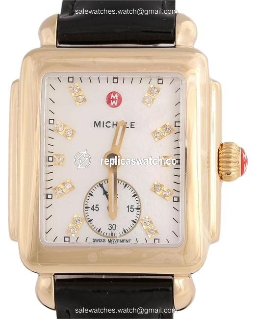 Michele White Diamond Deco 16 Mid Watch Michele White Diamond Deco 16 Mid Watch
