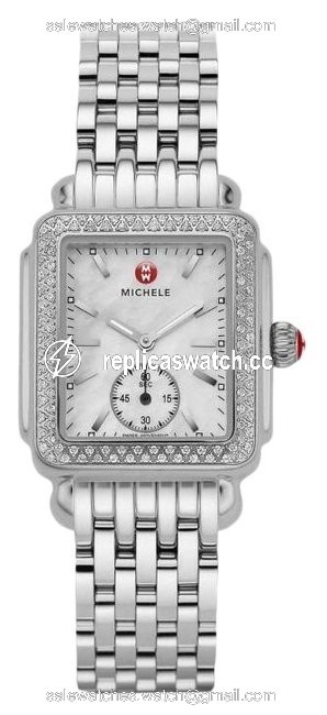 Michele Silver Deco Mid Stainless Diamond Mww06v000001 Watch Michele Silver Deco Mid Stainless Diamond Mww06v000001 Watch