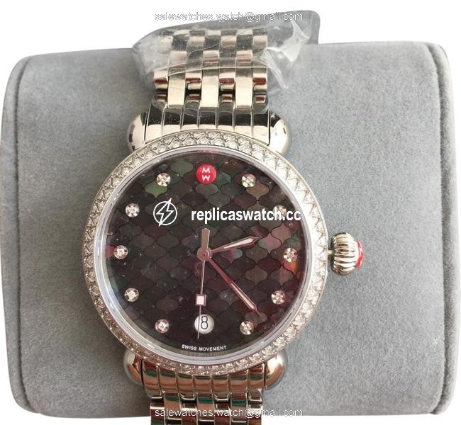 Michele Silver/ Black Csx-36 Diamond Mosaic Mop Diamond Dial Mw03r01a1928 Watch Michele Silver/ Black Csx-36 Diamond Mosaic Mop Diamond Dial Mw03r01a1928 Watch