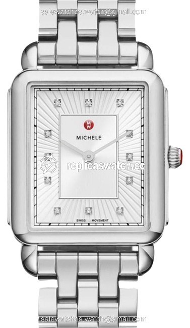 Michele Silver New Deco Ii Mop Mww06x000026 Watch Michele Silver New Deco Ii Mop Mww06x000026 Watch
