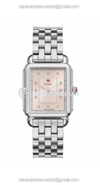 Michele Silver/ Champagne Deco Ii Diamond Bracelet Mww06x000029 Watch Michele Silver/ Champagne Deco Ii Diamond Bracelet Mww06x000029 Watch