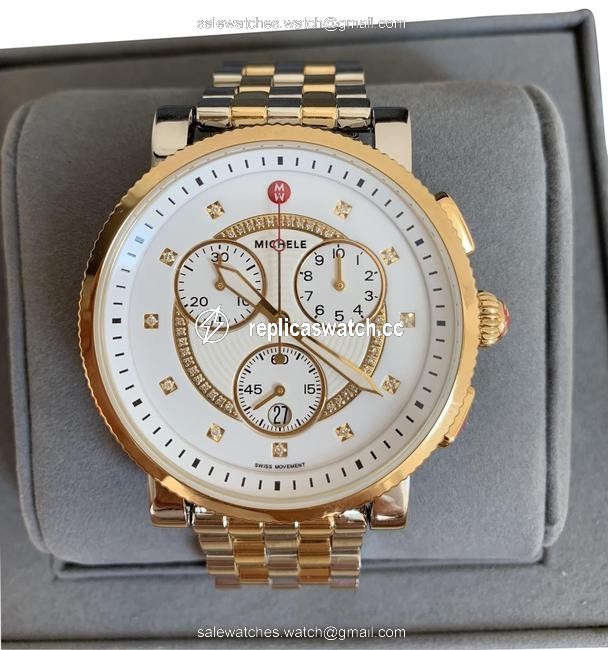 Michele Gold Silver Large Sport Sail Diamond-dial Mww01k000119 Watch Michele Gold Silver Large Sport Sail Diamond-dial Mww01k000119 Watch