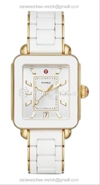 Michele White/Gold New Deco Sport Wrapped Silicone Mww06k000016 Watch Michele White/Gold New Deco Sport Wrapped Silicone Mww06k000016 Watch