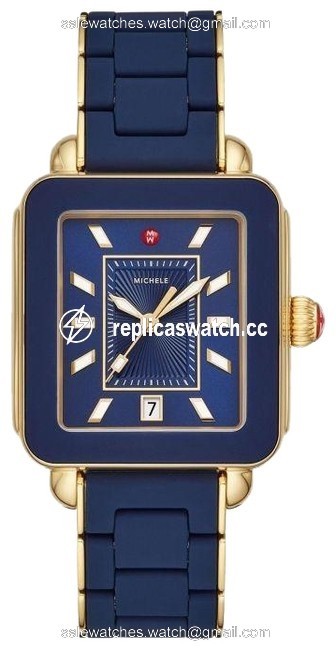 Michele Blue/Gold New Deco Sport Desert Rose Wrapped Silicone Mww06k000017 Watch Michele Blue/Gold New Deco Sport Desert Rose Wrapped Silicone Mww06k000017 Watch