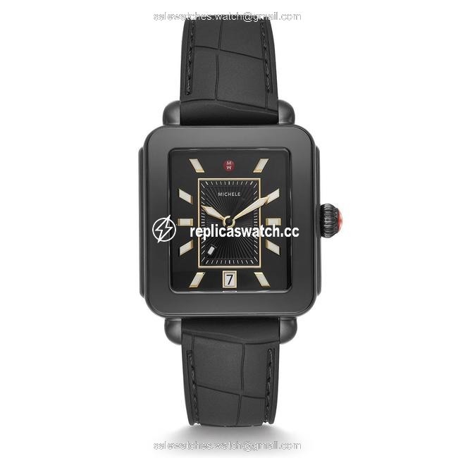 Michele Black New Deco Sport Blackout- Embossed Silicone Mww06k000012 Watch Michele Black New Deco Sport Blackout- Embossed Silicone Mww06k000012 Watch