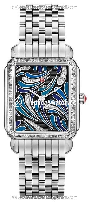 Michele Silver/ Blue Deco Ii Bijoux Diamond Mw06x01a1074 Watch Michele Silver/ Blue Deco Ii Bijoux Diamond Mw06x01a1074 Watch