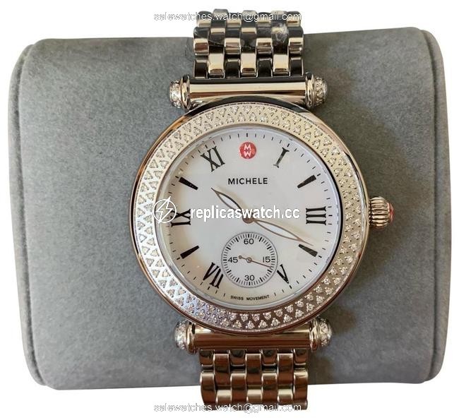 Michele Silver Caber Mother Of Pearl & Diamond Mw16a000001 Watch Michele Silver Caber Mother Of Pearl & Diamond Mw16a000001 Watch
