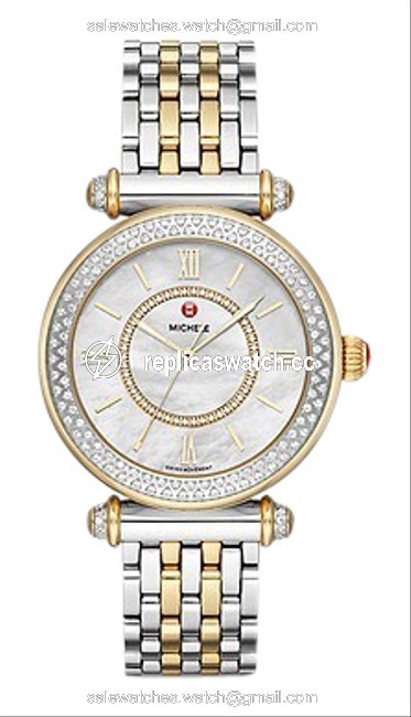 Michele Gold and Silver Caber Diamond Bracelet 35mm Mww16e000001 Watch Michele Gold and Silver Caber Diamond Bracelet 35mm Mww16e000001 Watch