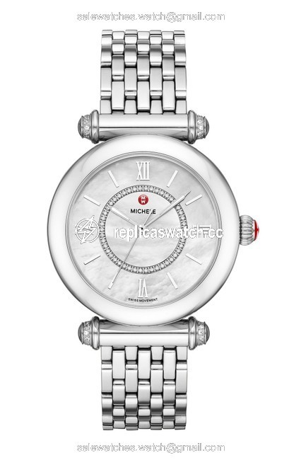 Michele Silver Caber Diamond Bracelet 35mm Mww16e000002 Watch Michele Silver Caber Diamond Bracelet 35mm Mww16e000002 Watch