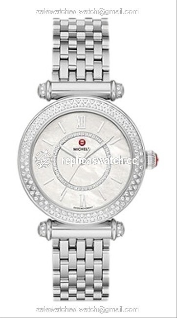 Michele Silver Caber Diamond Bracelet 35mm Mww16e000008 Watch Michele Silver Caber Diamond Bracelet 35mm Mww16e000008 Watch