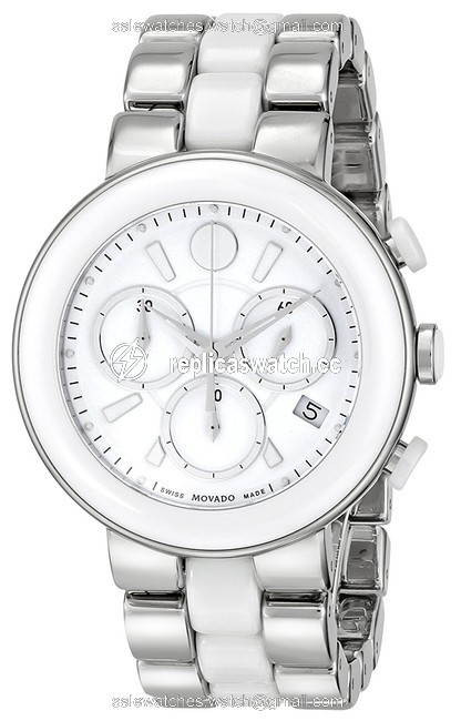Movado White/ Silver Womens Chronograph Dial Ceramic 0606758 Watch Movado White/ Silver Womens Chronograph Dial Ceramic 0606758 Watch