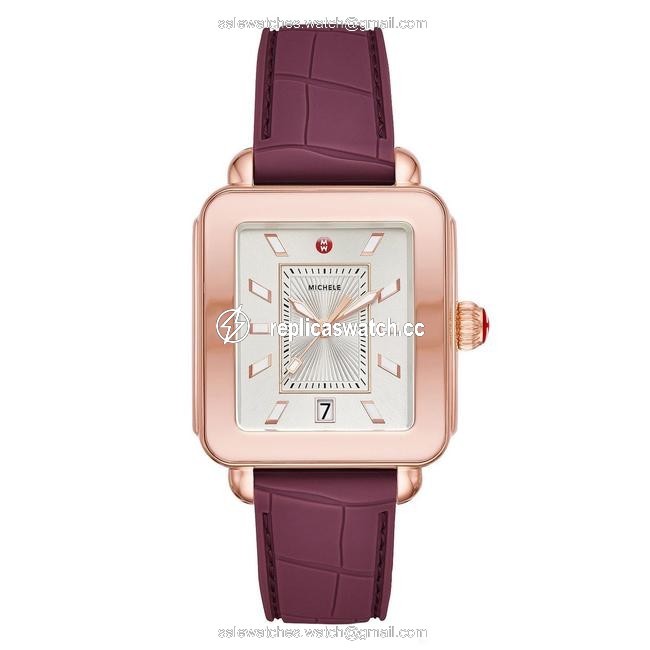 Michele Multicolor New Deco Sport Pink Gold Plum Embossed Silicone Mww06k000013 Watch Michele Multicolor New Deco Sport Pink Gold Plum Embossed Silicone Mww06k000013 Watch