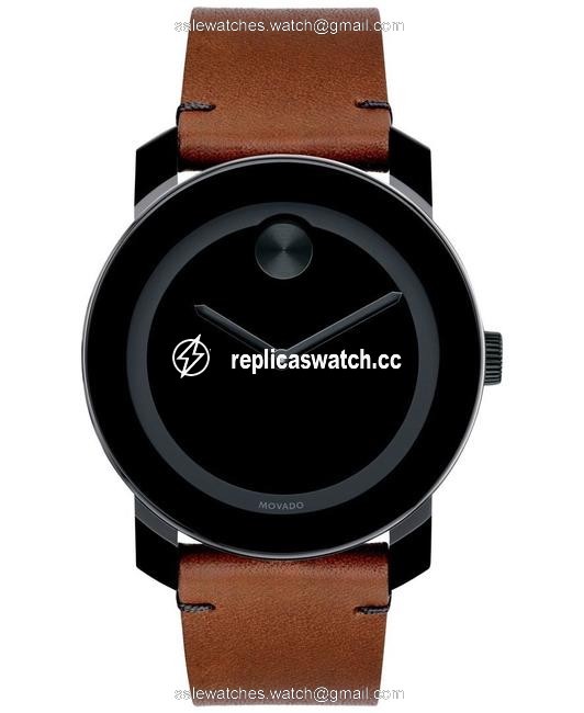 Movado Black/ Brown Bold Dial Leather 3600351 Watch Movado Black/ Brown Bold Dial Leather 3600351 Watch