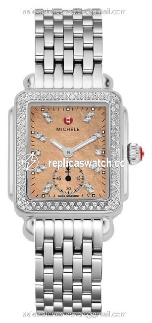 Michele Silver/ Rose Gold Nwt" Deco 16" Diamond Mop Diamond Dial Mw06v00a1068 Watch Michele Silver/ Rose Gold Nwt" Deco 16" Diamond Mop Diamond Dial Mw06v00a1068 Watch
