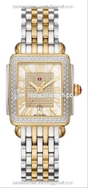 Michele Gold/Silver Like New Deco Madison Mid Two-tone Diamond Mww06g000007 Watch Michele Gold/Silver Like New Deco Madison Mid Two-tone Diamond Mww06g000007 Watch