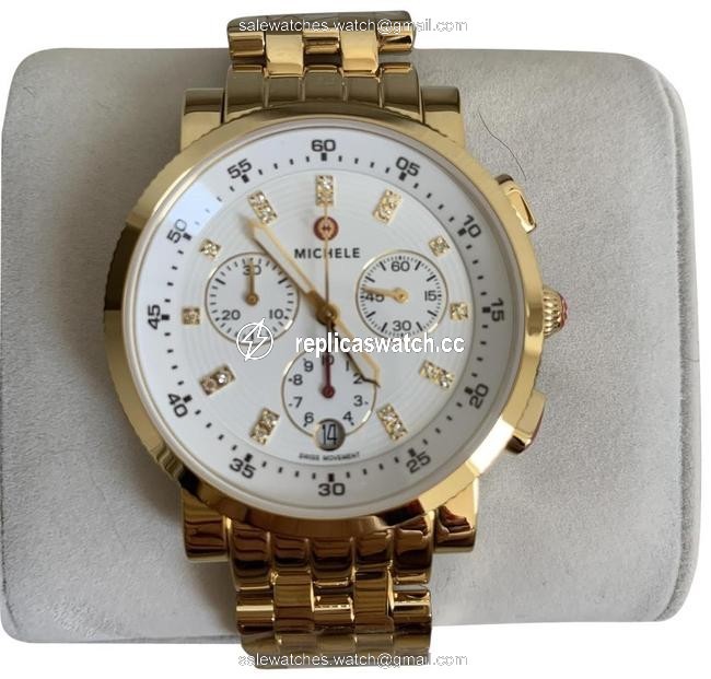 Michele Gold- White Sport Sail 18k Plated Diamond Dial Mww01c000139 Watch Michele Gold- White Sport Sail 18k Plated Diamond Dial Mww01c000139 Watch