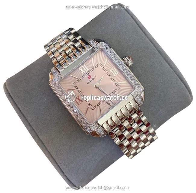 Michele Silver/ Pink Milou Diamond Blush Dial Bracelet Mww15a000095 Watch Michele Silver/ Pink Milou Diamond Blush Dial Bracelet Mww15a000095 Watch