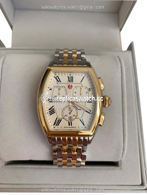 Michele Gold & Silver Releve Chronograph Two Tone Mww19a000029 Watch Michele Gold & Silver Releve Chronograph Two Tone Mww19a000029 Watch
