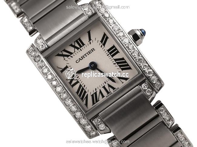 Cartier Ladies Tank W51008q3 with Natural Diamonds Stainless Steel Watch Cartier Ladies Tank W51008q3 with Natural Diamonds Stainless Steel Watch