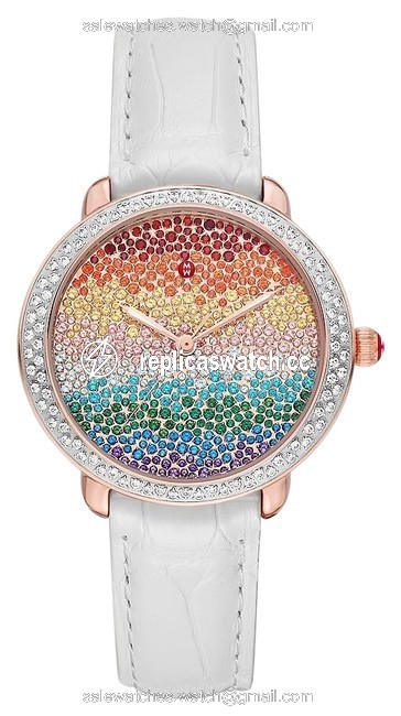 Michele Rose Gold New Serein Mid Carousel Rainbow Pav¨¦ Diamond and Topaz Mww21b000146 Watch Michele Rose Gold New Serein Mid Carousel Rainbow Pav¨¦ Diamond and Topaz Mww21b000146 Watch