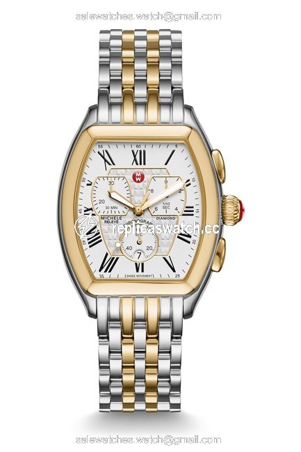 Michele Gold Gold/Silver Releve Chronograph Bracelet 36mm Watch Michele Gold Gold/Silver Releve Chronograph Bracelet 36mm Watch