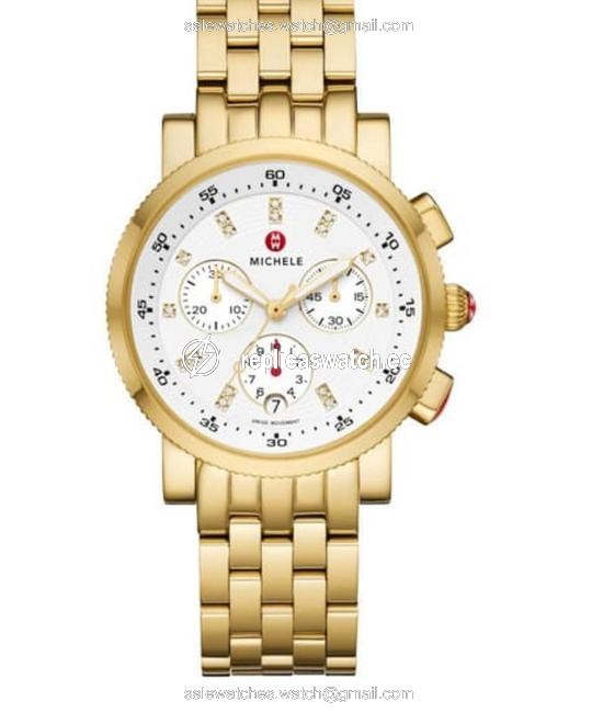 Michele Gold Sport Sail Diamond Bracelet Watch Michele Gold Sport Sail Diamond Bracelet Watch