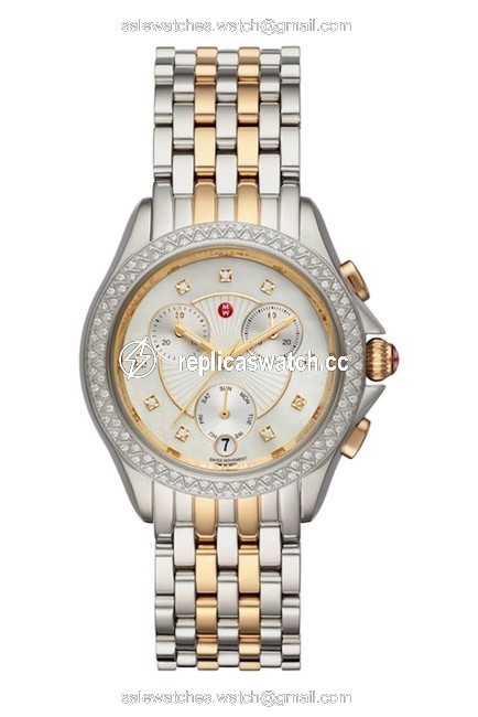 Michele Two Tone Belmore Swiss Quartz Diamond Accent Bracelet Mww29b00001 Watch Michele Two Tone Belmore Swiss Quartz Diamond Accent Bracelet Mww29b00001 Watch