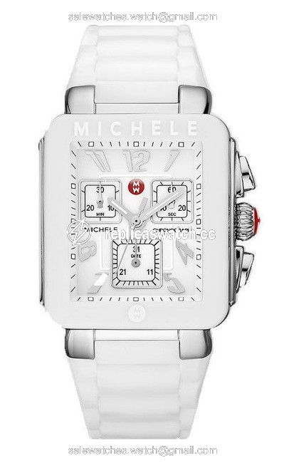 Michele White Silicone Band Steel Case Quartz Analog Watch Mww06l000001 Michele White Silicone Band Steel Case Quartz Analog Watch Mww06l000001