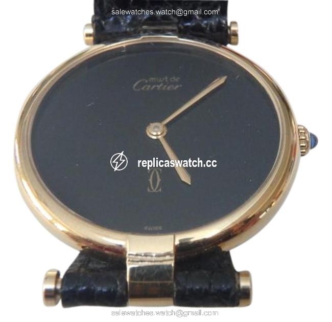 Cartier Black Yellow Gold Les Must De Paris Ronde Vermeil 925 Ss Quartz Watch Cartier Black Yellow Gold Les Must De Paris Ronde Vermeil 925 Ss Quartz Watch